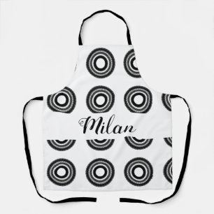 Tablier simple personnalisé BLACK mandala monogramme ajout