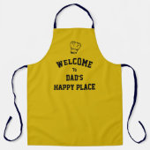 Tablier Simple PERSONNALISÉ HAPPY PLACE DAD Jaune Apron (Recto)