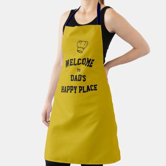 Tablier Simple PERSONNALISÉ HAPPY PLACE DAD Jaune Apron (Insitu)