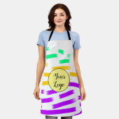 Tablier simple personnalisé jaune bleu aquarelle ajouter l (Porté)