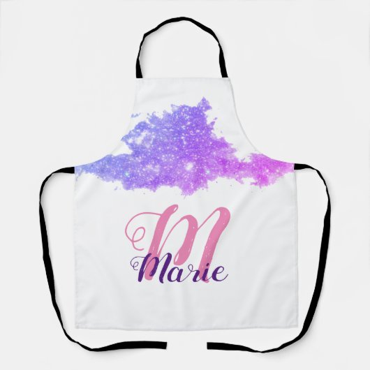 Tablier simple personnalisé rose violet pétillant ajouter (Recto)
