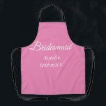 Tablier Simple pink bridesmaid add name year text<br><div class="desc">Conception</div>