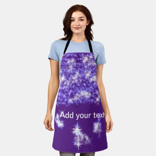 Tablier Simple purple glitter sparkle stars add your text  (Porté)