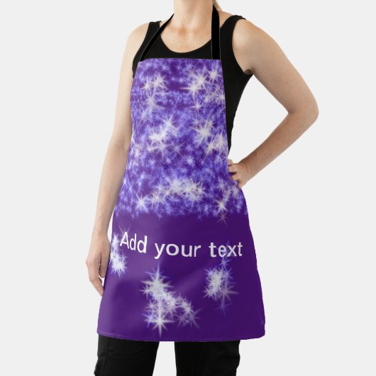 Tablier Simple purple glitter sparkle stars add your text  (Insitu)