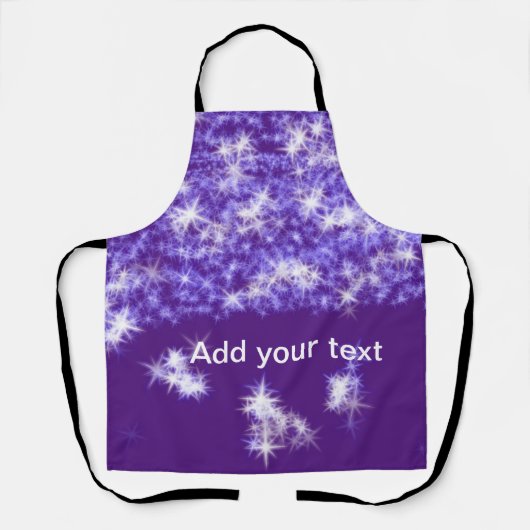 Tablier Simple purple glitter sparkle stars add your text  (Recto)