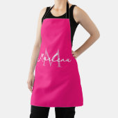 Tablier Simple rose chaud initial moderne Monogramme (Insitu)