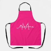 Tablier Simple rose chaud initial moderne Monogramme (Recto)