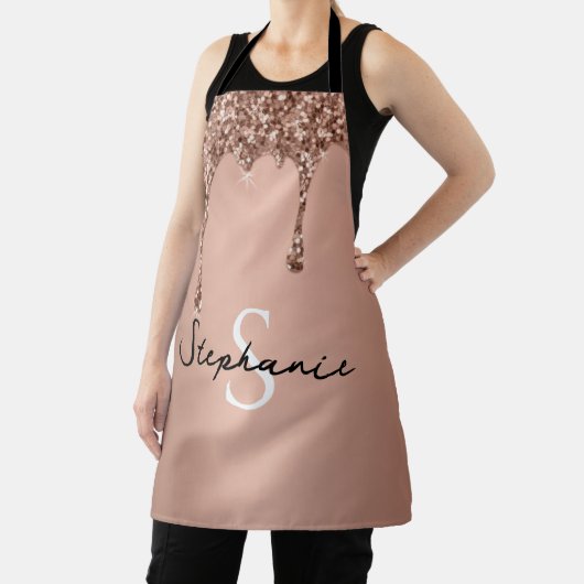 Tablier Simple Rose Gold Initial Moderne Monogramme (Insitu)