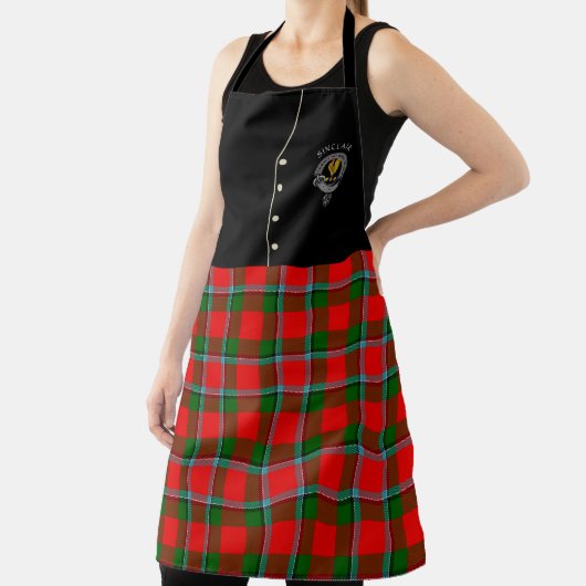 Tablier Sinclair Clan Badge & Tartan Kilt Apron (Insitu)