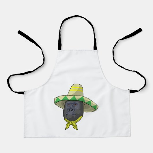 Tablier Singe avec casquette de paille (Recto)