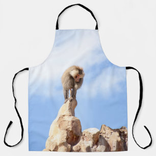 Tablier Singe babouin au sommet d'une montagne