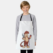 Tablier Singe comme coiffeur avec ciseaux et razor (Porté)