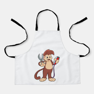 Tablier Singe comme coiffeur avec ciseaux et razor