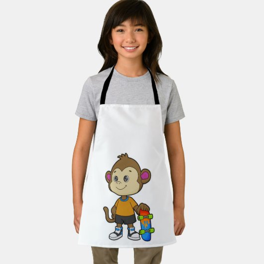 Tablier Singe comme patineur avec skateboard (Insitu)