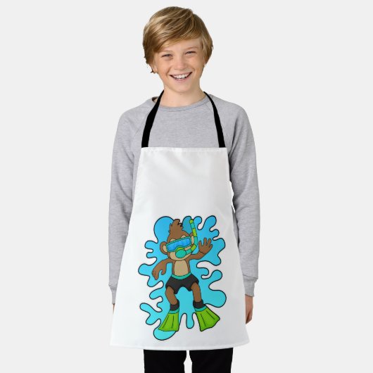 Tablier Singe comme plongeur avec tuba (Porté)