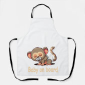 Tablier Singe dormant du joli dessin | Bébé à bord Voiture (Recto)