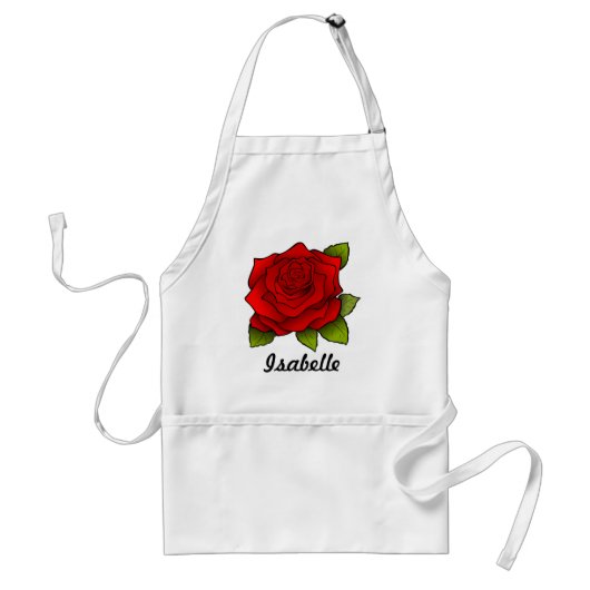 Tablier Single Red Rose Art Personalised (Devant)