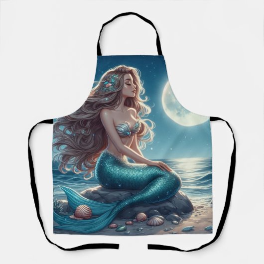 Tablier Sirène sur la plage la nuit (Recto)