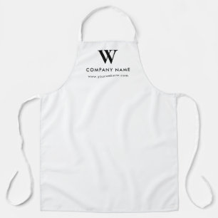 Tablier Site Web de Monogramme de Texte Personnalisé Blanc