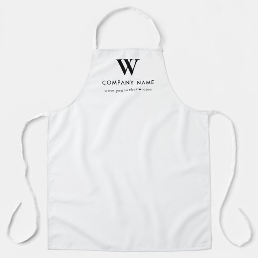 Tablier Site Web de Monogramme de Texte Personnalisé Blanc (Recto)