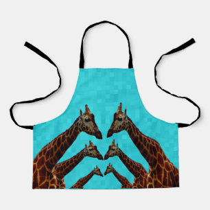 Tablier Six Giraffes Sur Aqua, Les Enfants Pleine Impressi