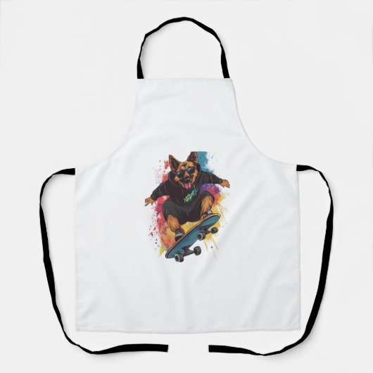 Tablier Skater Shepherd � Chien de skateboard cool (Recto)