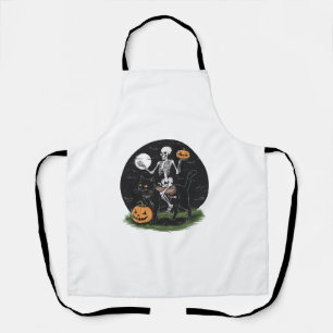 Tablier Skeleton équitation Chat noir Halloween Citrouille