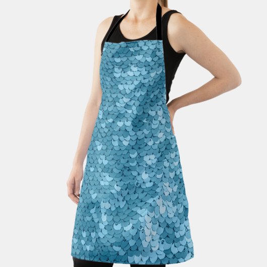 Tablier Sky blue shiny fabric with sequins, abstract backg (Insitu)