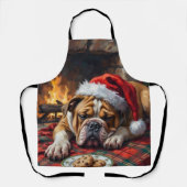 Tablier Sleepy Bulldog Dog Fast Asleep Santa Hat Christmas (Recto)