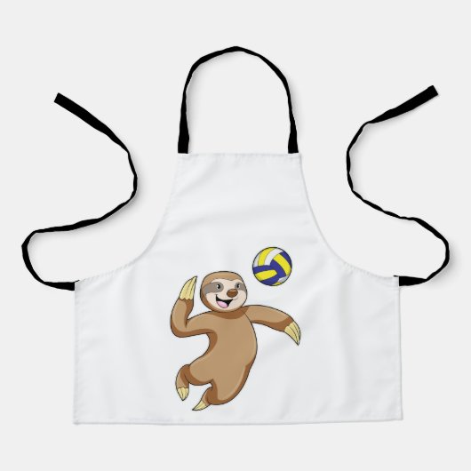 Tablier Sloth comme joueur de volleyball avec volleyball (Recto)