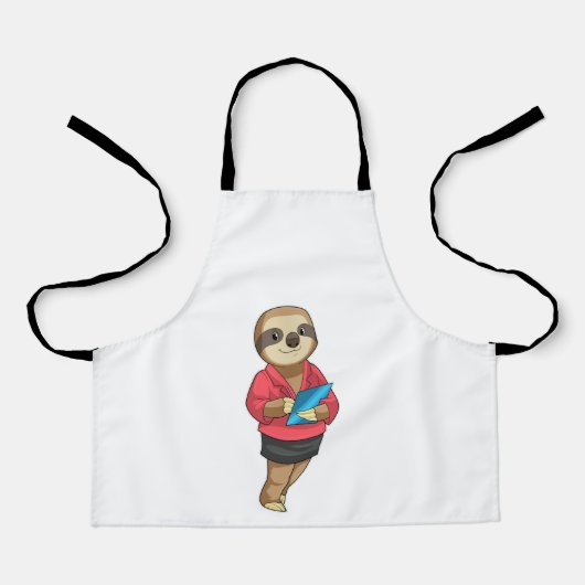 Tablier Sloth en tant que secrétaire avec Bloc-notes (Recto)