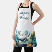 Tablier Smiling Cat Chef Cooking with Animated Vegetables (Insitu)