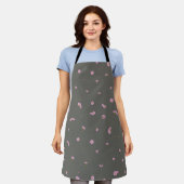 Tablier Smoky Olive Light Pink Cosmos Floral Pattern (Porté)