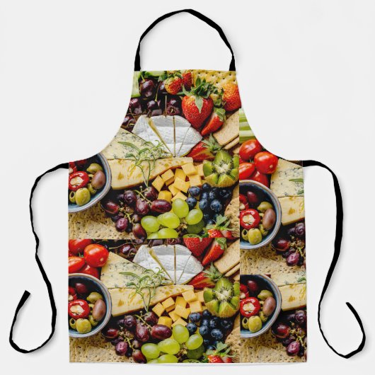 Tablier Snack-board avec fromage, fruits et craquelins (Recto)