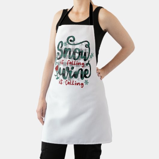 Tablier Snow is Falling Wine is Calling Christmas Apron (Insitu)