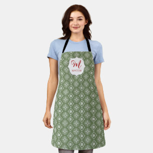 Tablier Snowflake Motif de vacances Monogramme personnalis