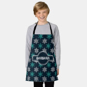 Tablier Snowflakes Blue Green Minimal Motif (Porté)