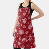 Tablier Snowflakes, décoration rouge, motif de Noël. (Insitu)