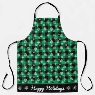 Tablier Snowflakes Green Buffalo Plaid
