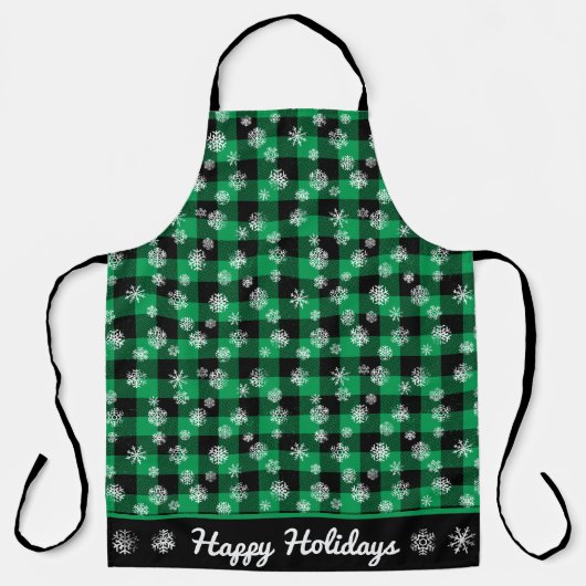 Tablier Snowflakes Green Buffalo Plaid (Recto)