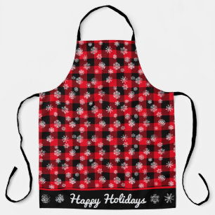 Tablier Snowflakes Red Buffalo Plaid