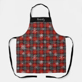 Tablier Snowflakes Rustique Rouge Plaid Personnalisé (Recto)