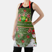 Tablier Snowman avec baies Holly et VOTRE NOM sur VERT (Insitu)