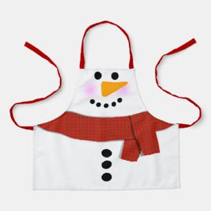 Tablier Snowman Avec Écharpe Rouge Noël