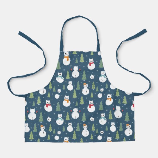 Tablier Snowman Cats Motif de vacances (Recto)