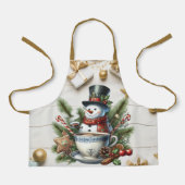 Tablier Snowman Cute Niché Dans Des Bouges De Pins Chocola (Recto)