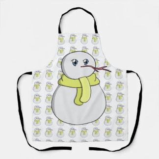Tablier Snowman portant une écharpe jaune