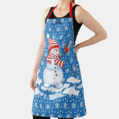 Tablier Snowman souriant Personnaliser Nom Cadeau de Noël (Insitu)