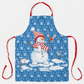 Tablier Snowman souriant Personnaliser Nom Cadeau de Noël (Recto)