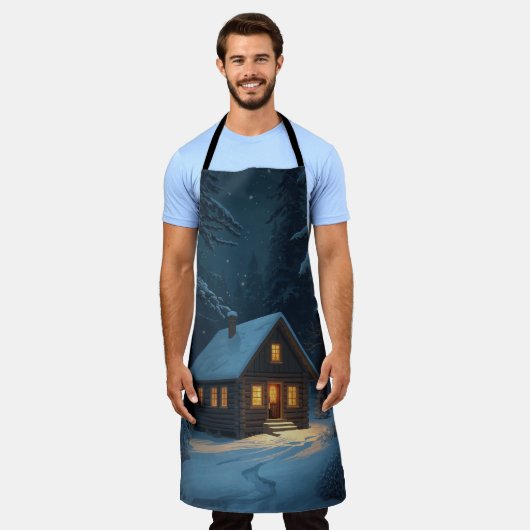 Tablier Snowy Cabin Night Apron (Porté)